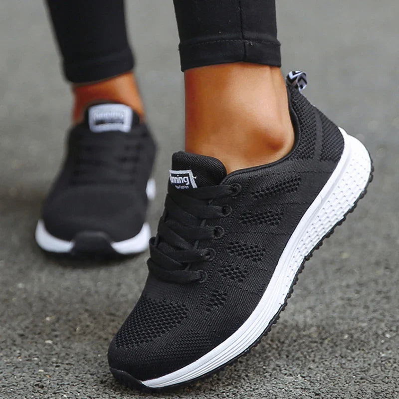 Airy Chic: Women's Breathable Lace-Up Sneakers