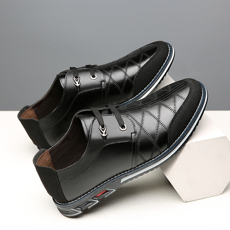 Men's shoes, men's trendy shoes, Korean version, trendy British, versatile, soft sole, non tied casual leather shoes