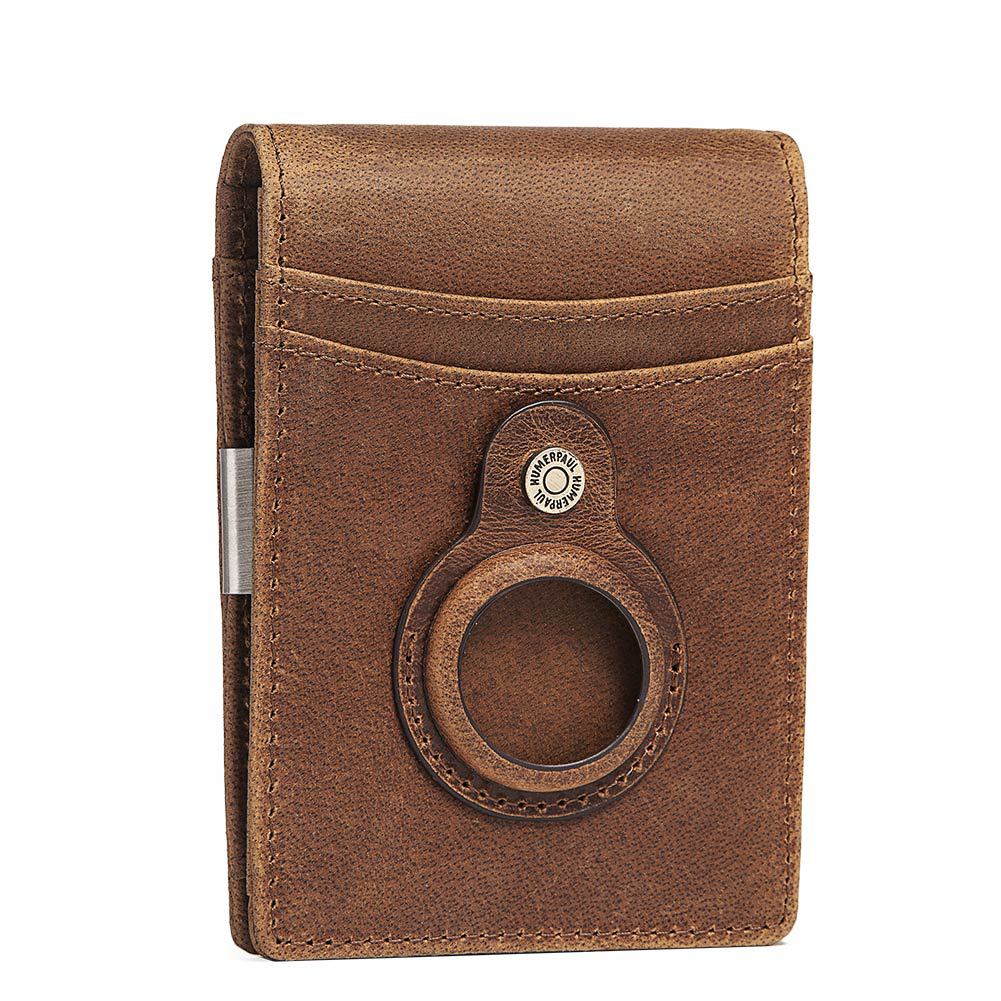 Anti-Magnetic Change Clip Head Layer Cowhide Suitable For Airtag Anti-Lost Device Dollar Clip Leather Men's Wallet