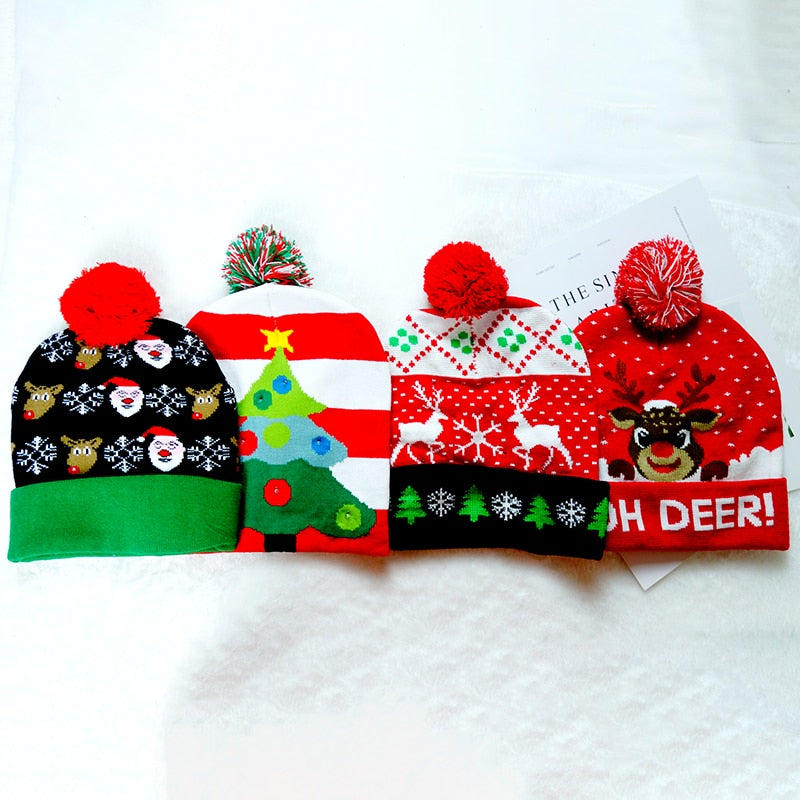 10 Designs LED Christmas Hats Beanie