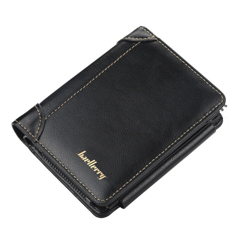 Wallet Men's Short Multi Card Position Three Fold Zipper Zero Wallet Fashion Thin Card Bag Men