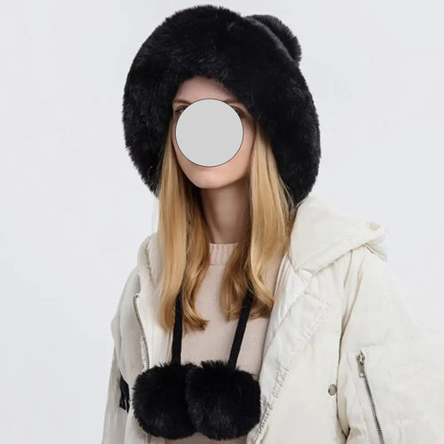 Women Hat Fur Thicken Plush Lining Fluffy Keep Warm with Earflap Three