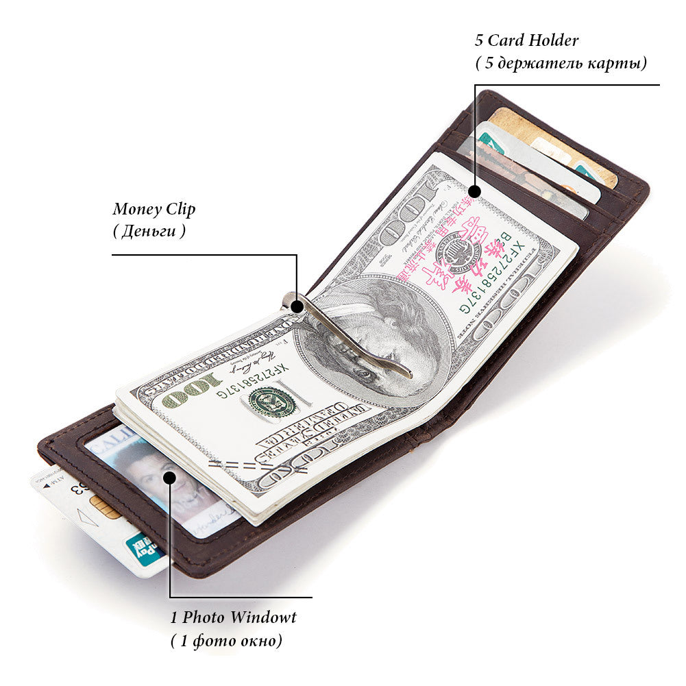 Men's Dollar Clip RFID Antimagnetic Card Holder Multifunctional Wallet Card Holder Fashion Wallet