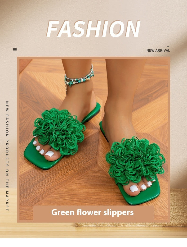 New Fashion All-match Flower Flat Sandals