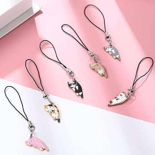 Youte Cat Kawaii Mobile Pendant with Cute Cat Backpack Wallet Keychain Pendant Accessories