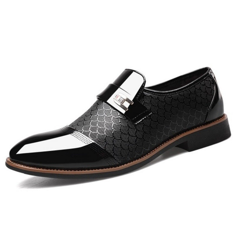 Embossed men's leather shoe covers, versatile men's casual single shoes