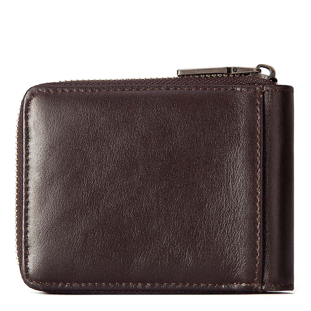 Anti-Theft Brush Men's Leather Wallet Top Layer Cowhide Short Coin Purse Zipper Retro Leather Men Bag