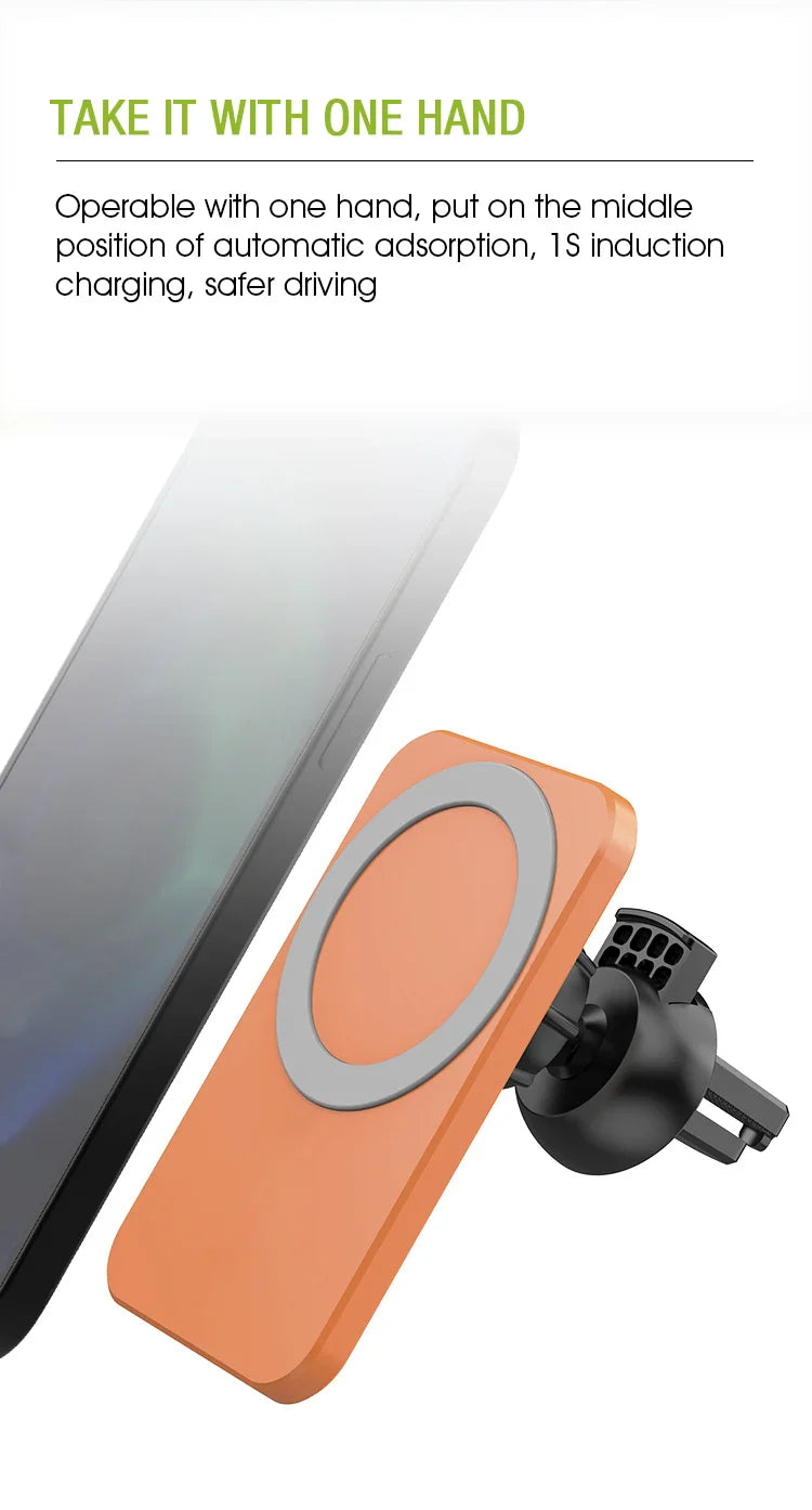Magnetic Wireless Charger Car 15W Air Vent Car Phone Holder Wireless Charger