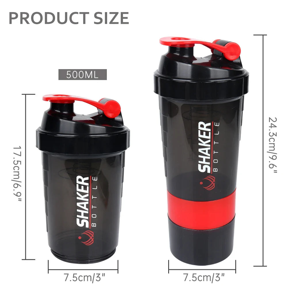 500ml Protein Shaker Bottle – BPA-Free Gym Fitness Water Bottle, Leak-Proof & Mixing Ball – Ideal for Pre/Post Workout