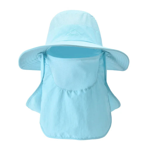 Summer Quick-drying Men Women Hat Outdoor Face Mask Wide Brim Bucket