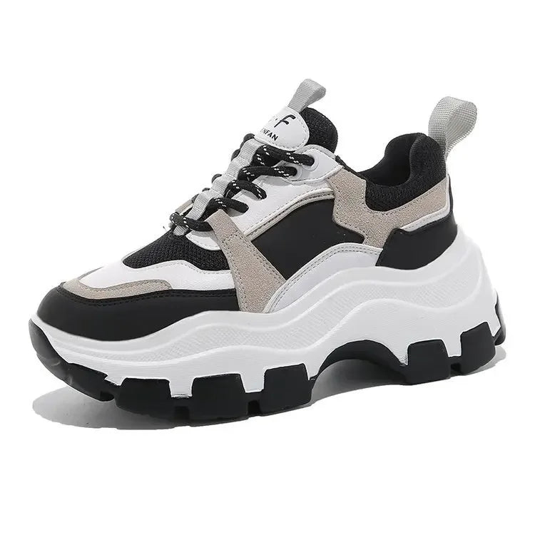 "Women's Height-Increasing Chunky Sneakers – Breathable Casual Shoes for Spring & Autumn"