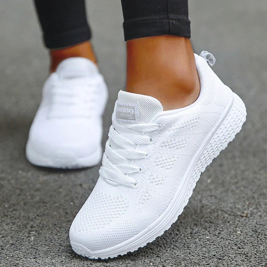 Airy Chic:  Women's Breathable Lace-Up Sneakers