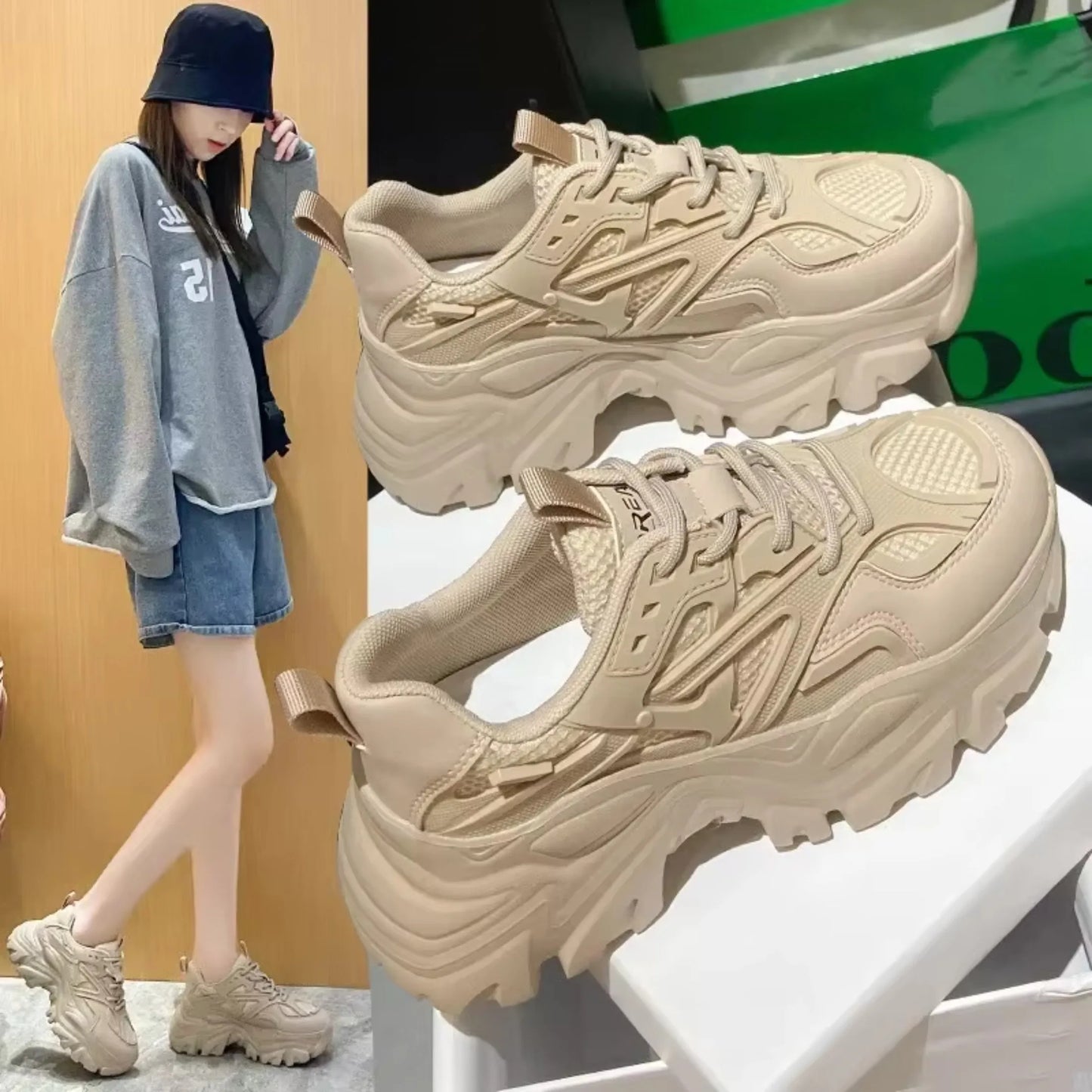 Chunky Korean Slip-On Sneakers for Women