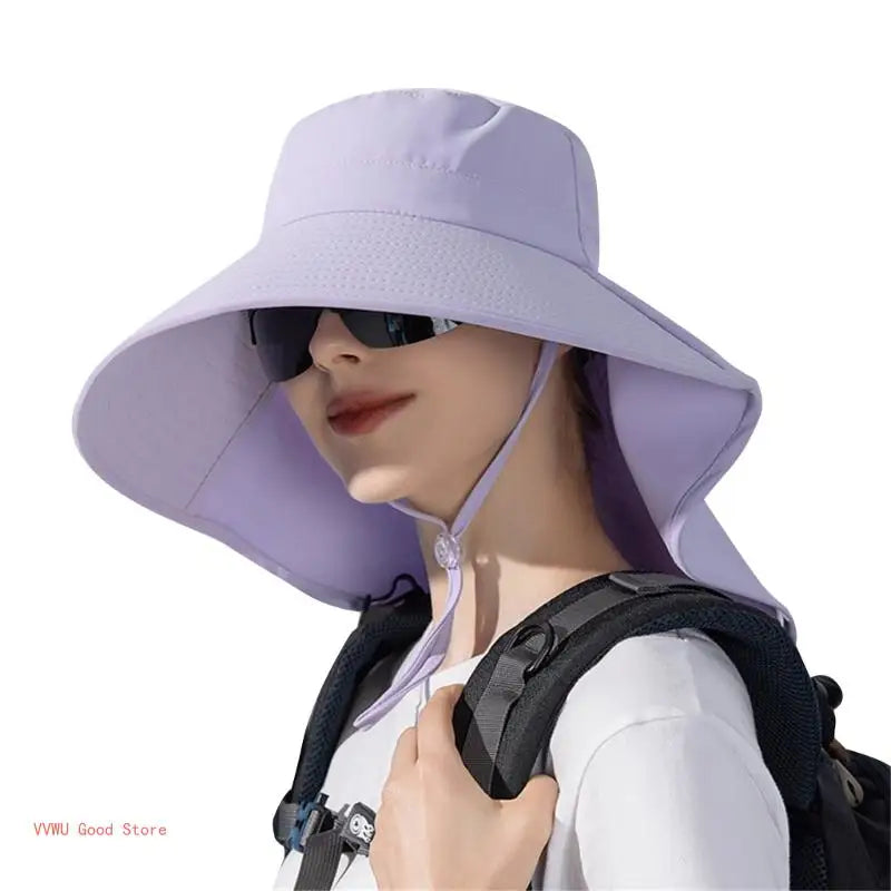 Hat With Neck Flap Hiking With Ponytail Hole Fishing Bucket Available