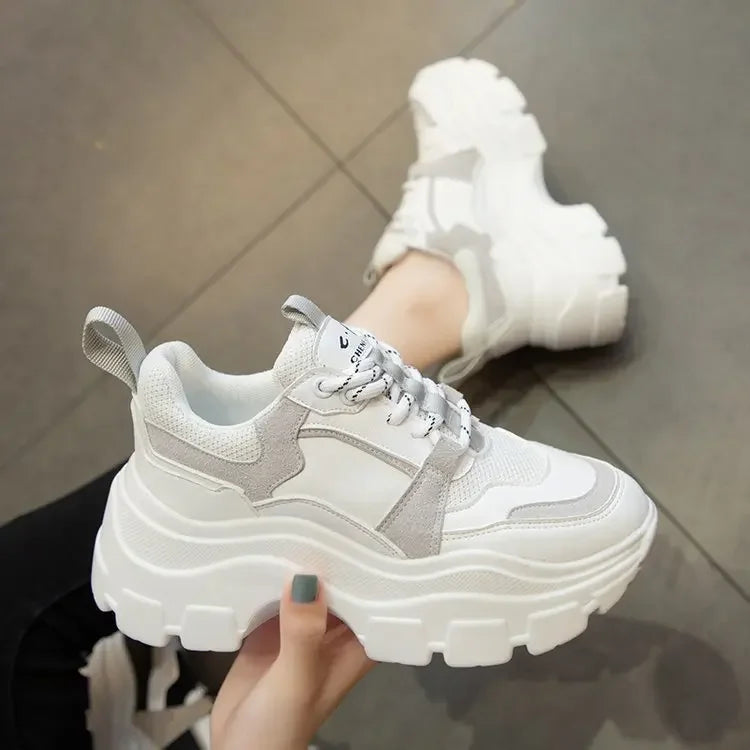 "Women's Height-Increasing Chunky Sneakers – Breathable Casual Shoes for Spring & Autumn"