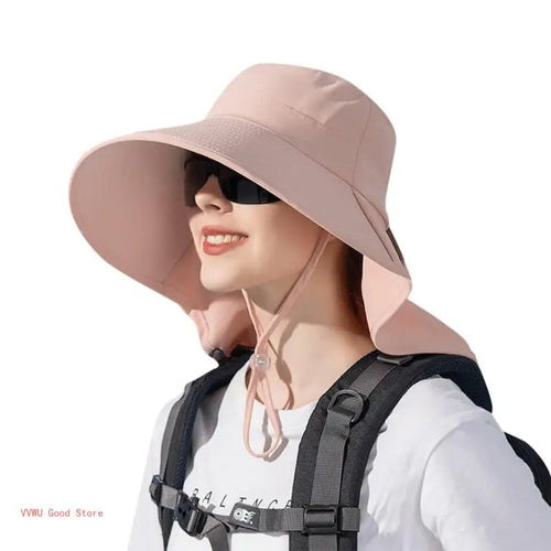 Hat With Neck Flap Hiking With Ponytail Hole Fishing Bucket Available