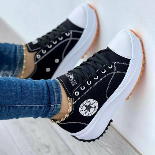 "Trendy Lace-Up Canvas Sport Sneakers | Comfortable & Stylish Footwear for Active Days"