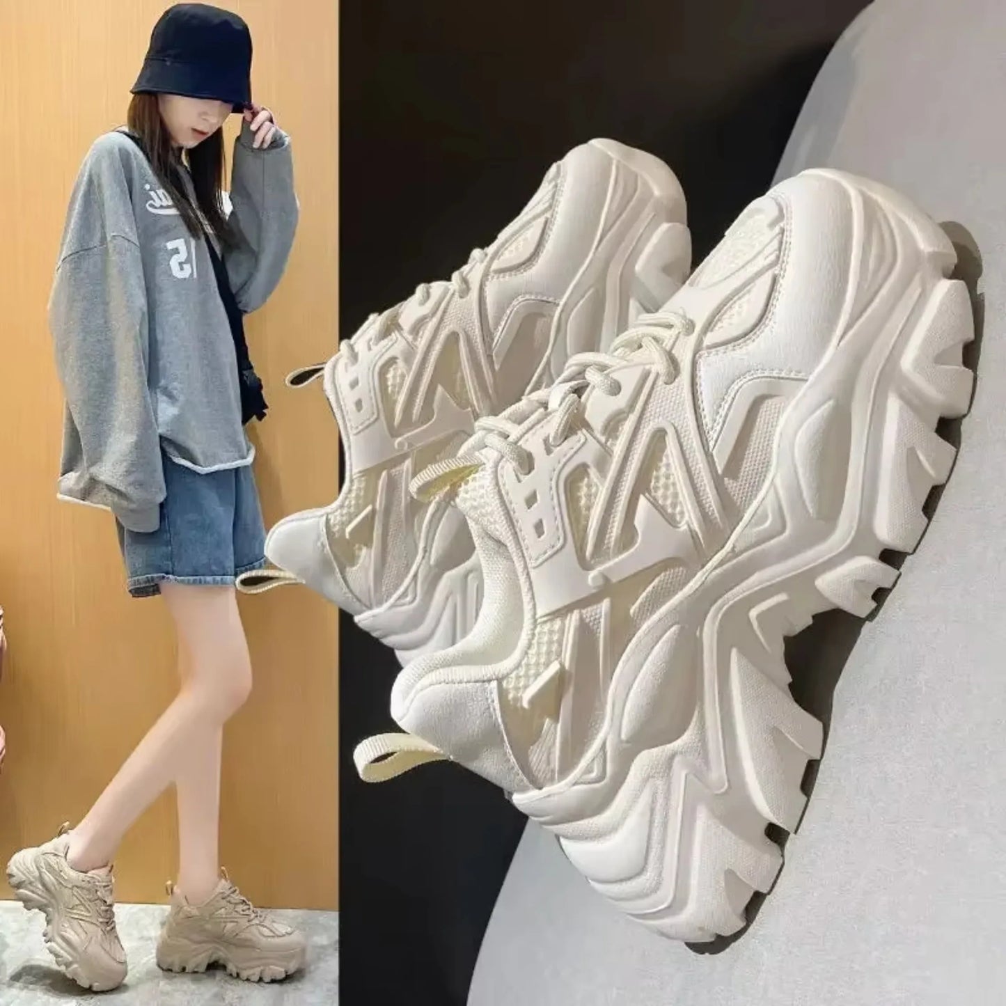 Chunky Korean Slip-On Sneakers for Women