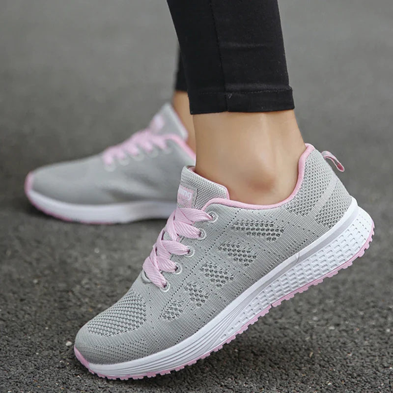 Airy Chic:  Women's Breathable Lace-Up Sneakers