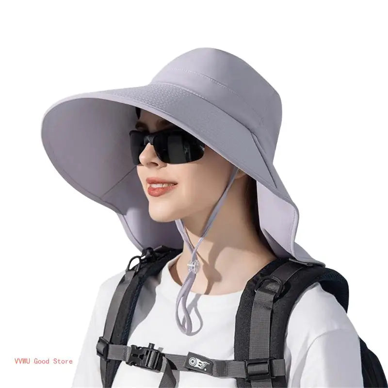 Hat With Neck Flap Hiking With Ponytail Hole Fishing Bucket Available