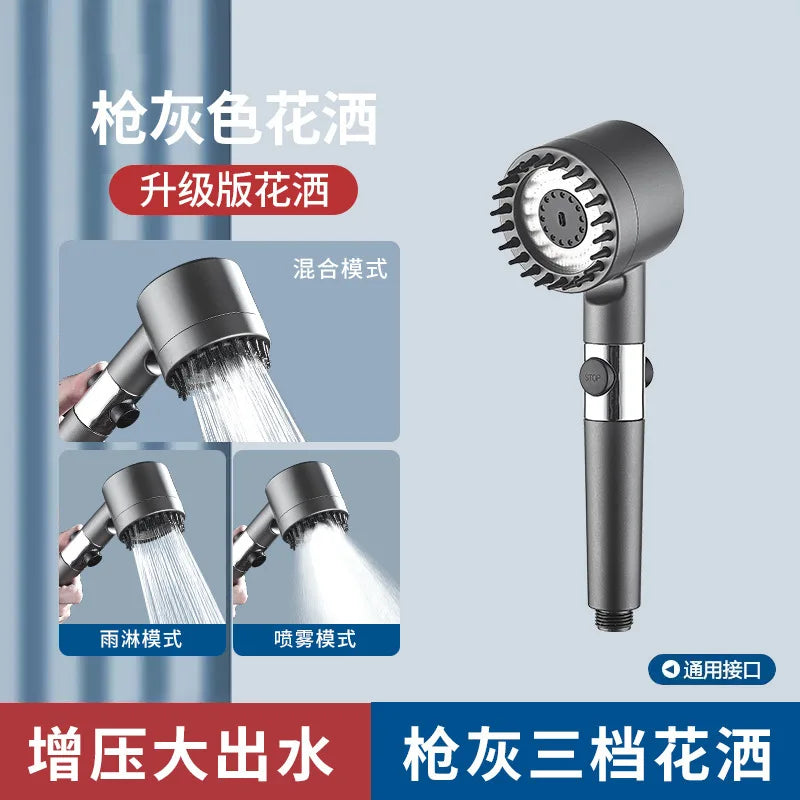 🚿 Three-Speed Adjustable Shower Head – Portable High-Pressure Shower Filter with Head Massage Function | Bathroom Accessories Essential