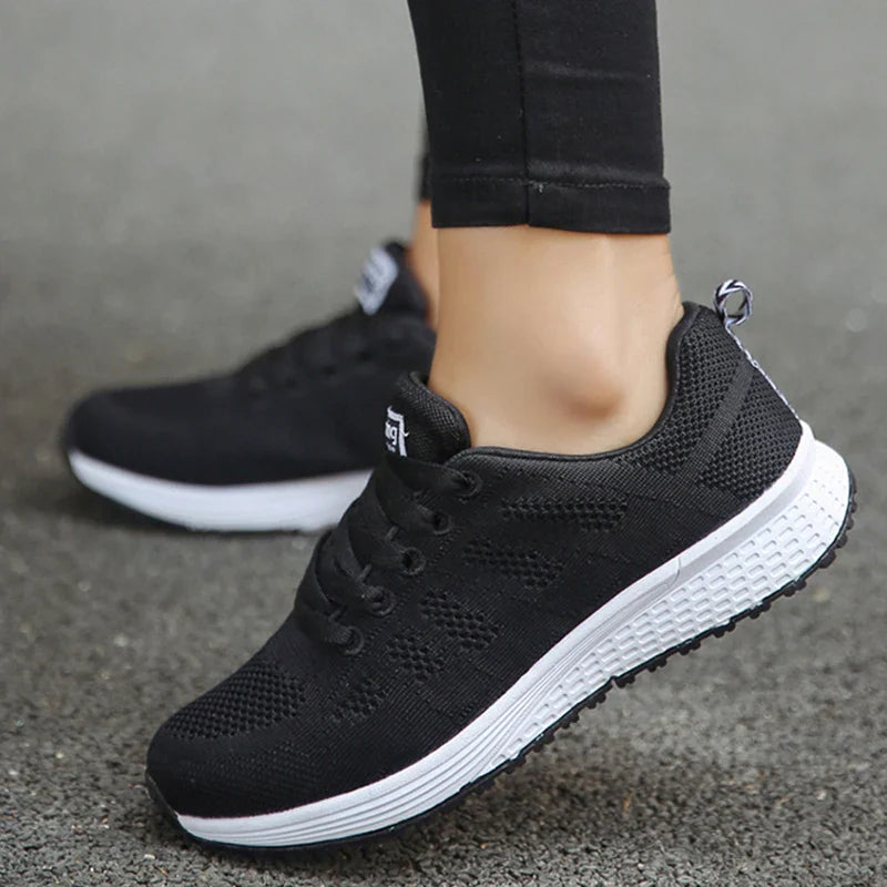 Airy Chic:  Women's Breathable Lace-Up Sneakers