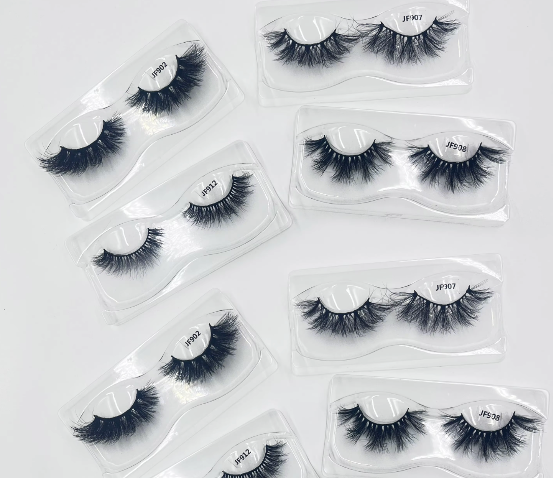 Fake Mink Eye Lash with Custom Eyelash Box 3D  Fluffy Mink Eyelash Full Strip Eye Lashes with applicator