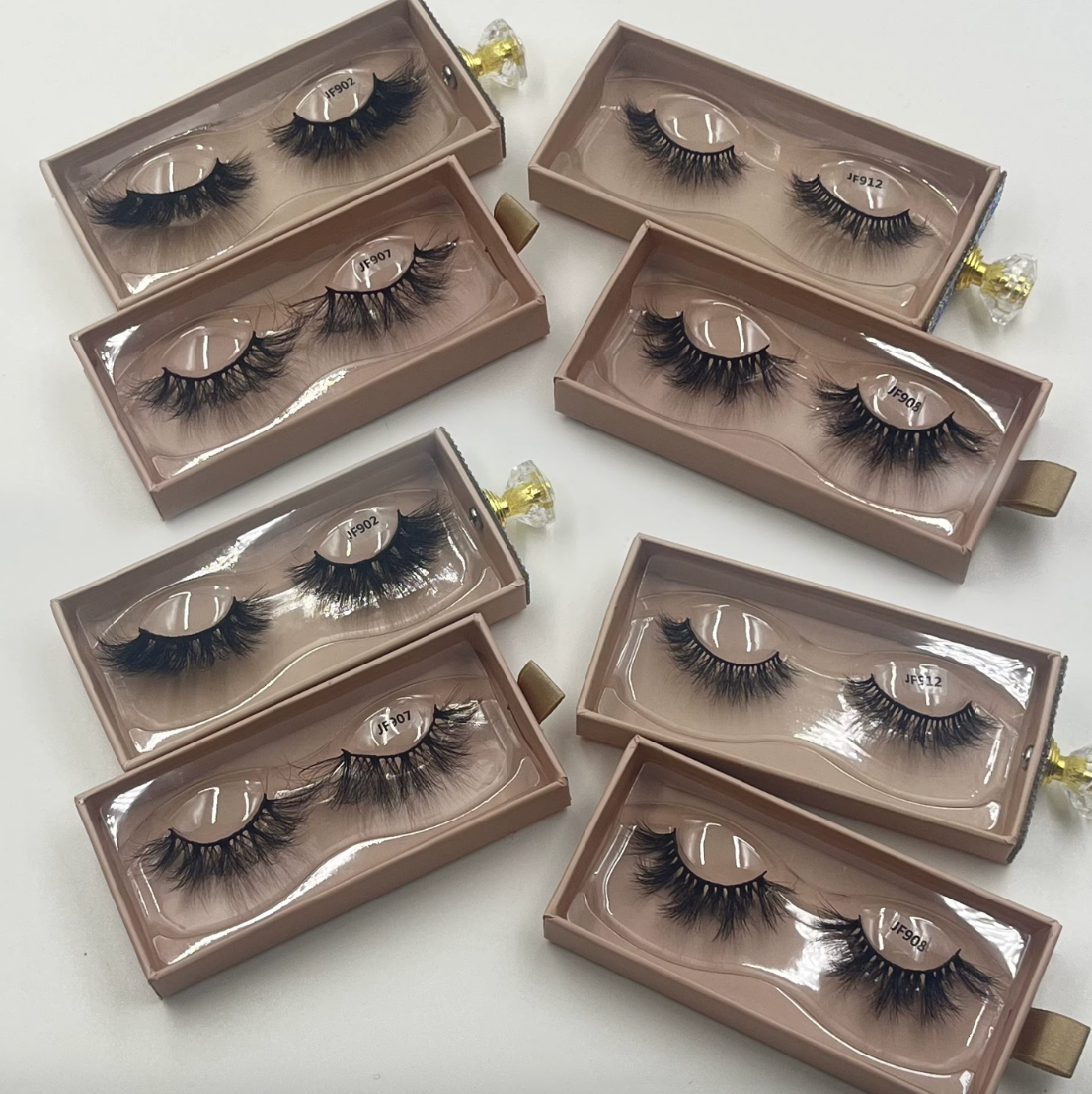 Fake Mink Eye Lash with Custom Eyelash Box 3D  Fluffy Mink Eyelash Full Strip Eye Lashes with applicator