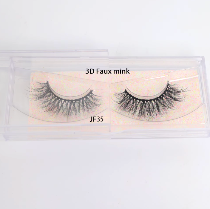 Fake Mink Eye Lash with Custom Eyelash Box 3D  Fluffy Mink Eyelash Full Strip Eye Lashes with applicator