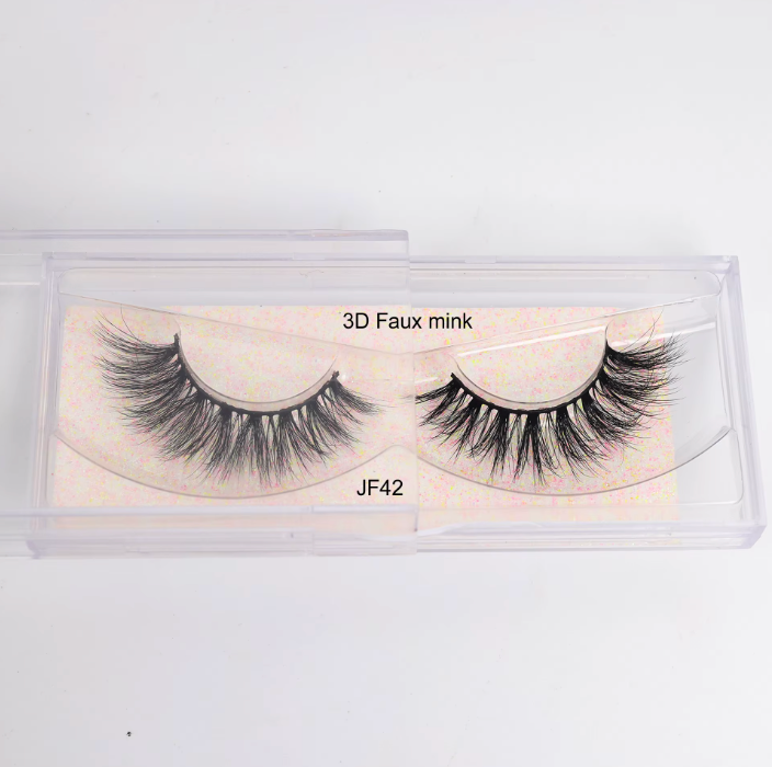 Fake Mink Eye Lash with Custom Eyelash Box 3D  Fluffy Mink Eyelash Full Strip Eye Lashes with applicator
