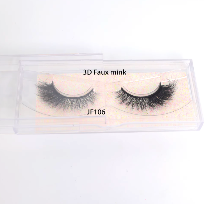 Fake Mink Eye Lash with Custom Eyelash Box 3D  Fluffy Mink Eyelash Full Strip Eye Lashes with applicator