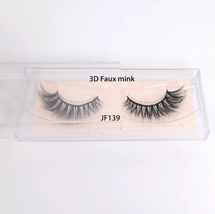 Fake Mink Eye Lash with Custom Eyelash Box 3D  Fluffy Mink Eyelash Full Strip Eye Lashes with applicator