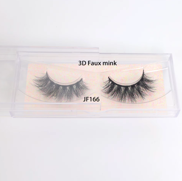 Fake Mink Eye Lash with Custom Eyelash Box 3D  Fluffy Mink Eyelash Full Strip Eye Lashes with applicator