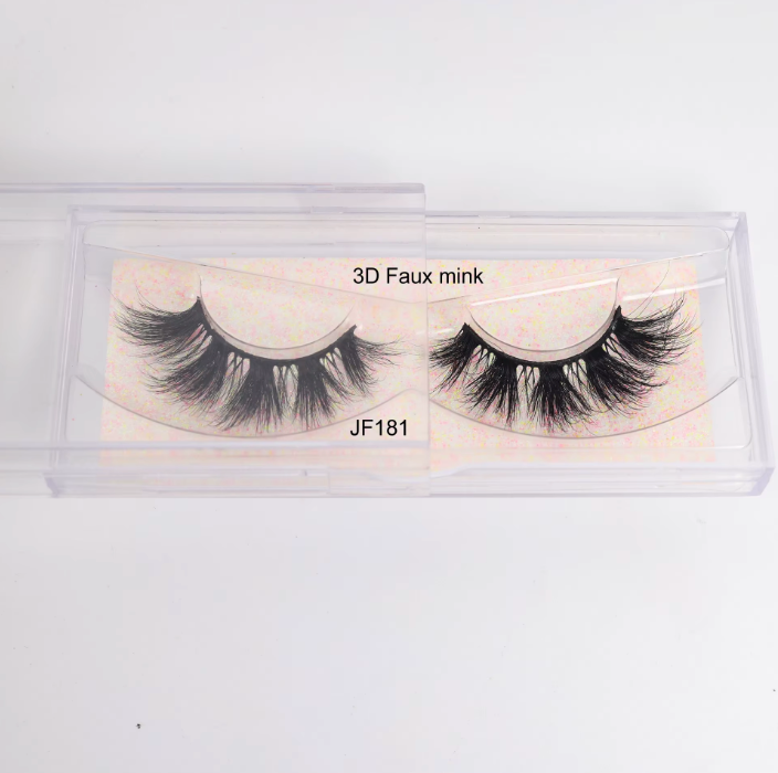 Fake Mink Eye Lash with Custom Eyelash Box 3D  Fluffy Mink Eyelash Full Strip Eye Lashes with applicator