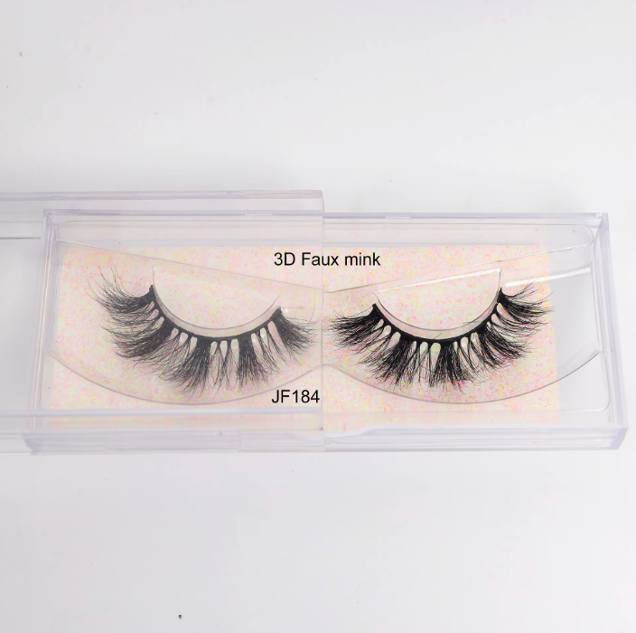 Fake Mink Eye Lash with Custom Eyelash Box 3D  Fluffy Mink Eyelash Full Strip Eye Lashes with applicator