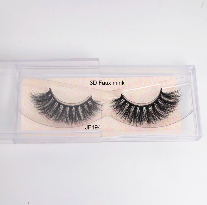Fake Mink Eye Lash with Custom Eyelash Box 3D  Fluffy Mink Eyelash Full Strip Eye Lashes with applicator