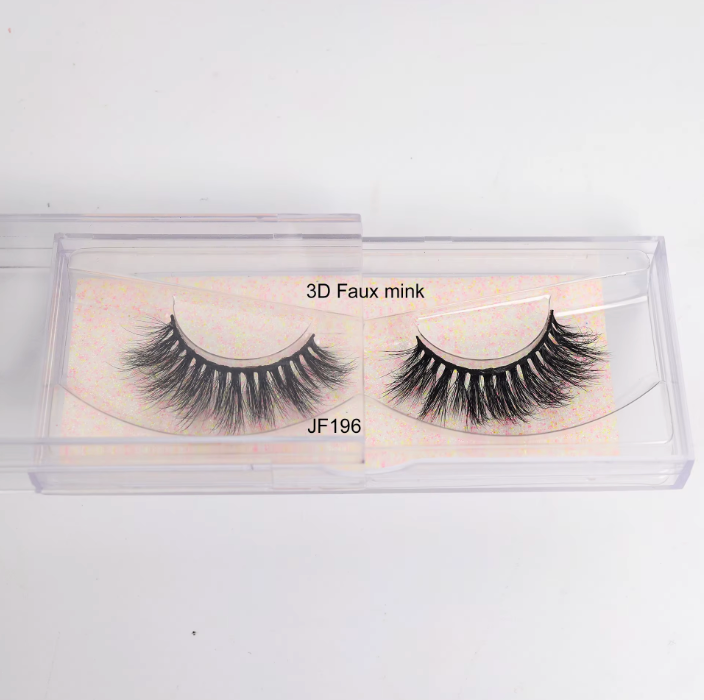 Fake Mink Eye Lash with Custom Eyelash Box 3D  Fluffy Mink Eyelash Full Strip Eye Lashes with applicator