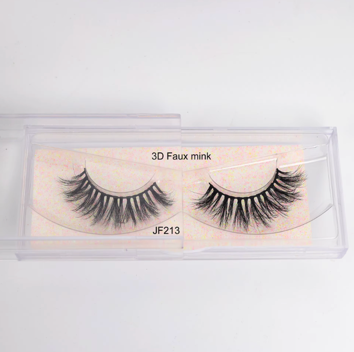 Fake Mink Eye Lash with Custom Eyelash Box 3D  Fluffy Mink Eyelash Full Strip Eye Lashes with applicator