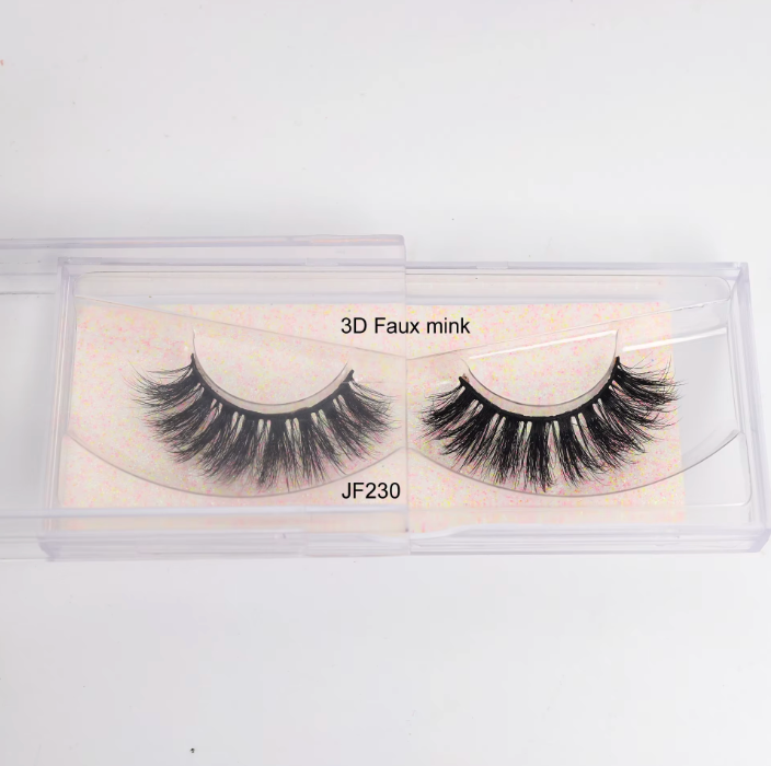 Fake Mink Eye Lash with Custom Eyelash Box 3D  Fluffy Mink Eyelash Full Strip Eye Lashes with applicator