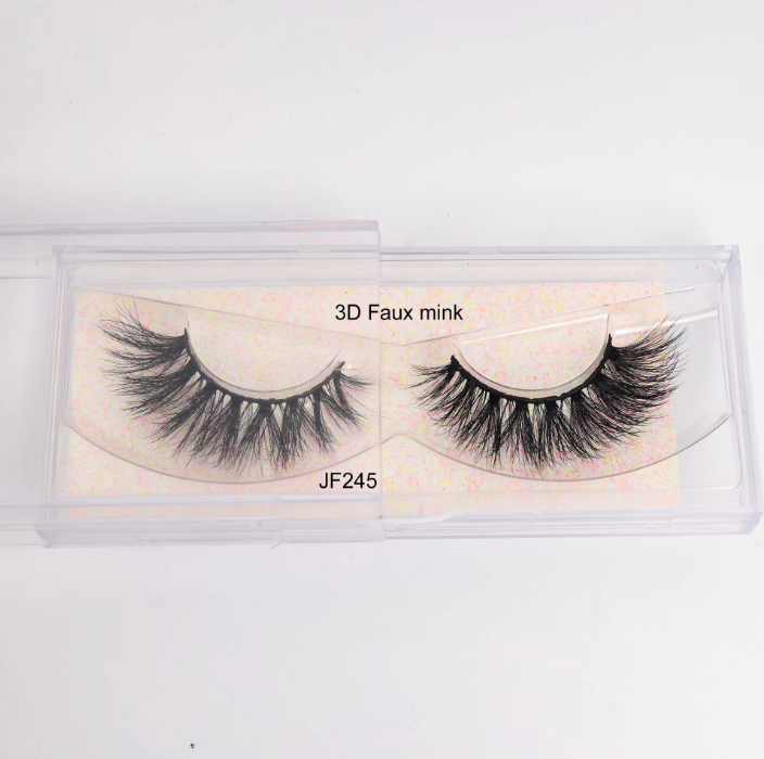 Fake Mink Eye Lash with Custom Eyelash Box 3D  Fluffy Mink Eyelash Full Strip Eye Lashes with applicator