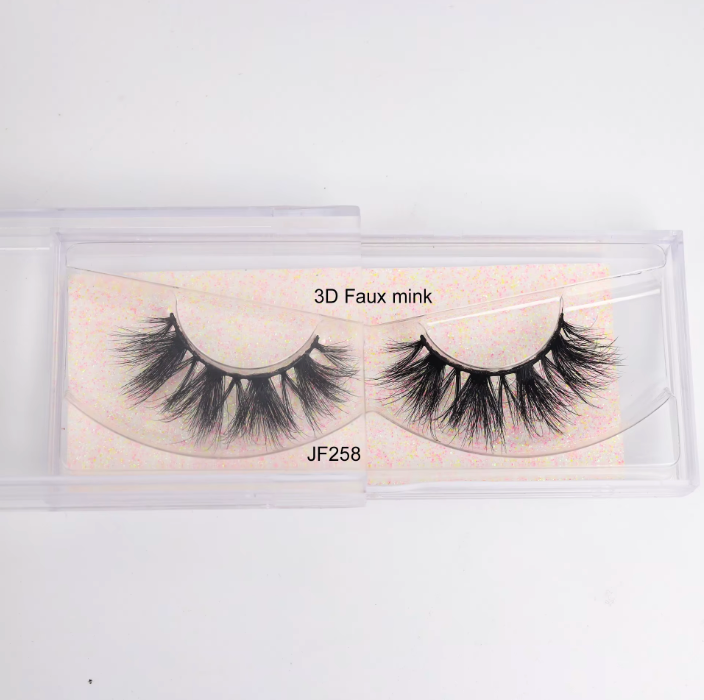 Fake Mink Eye Lash with Custom Eyelash Box 3D  Fluffy Mink Eyelash Full Strip Eye Lashes with applicator