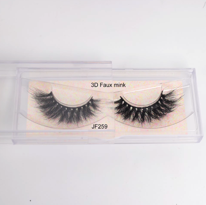 Fake Mink Eye Lash with Custom Eyelash Box 3D  Fluffy Mink Eyelash Full Strip Eye Lashes with applicator