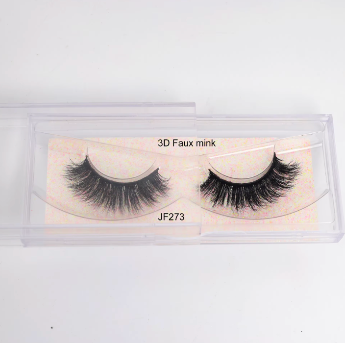 Fake Mink Eye Lash with Custom Eyelash Box 3D  Fluffy Mink Eyelash Full Strip Eye Lashes with applicator