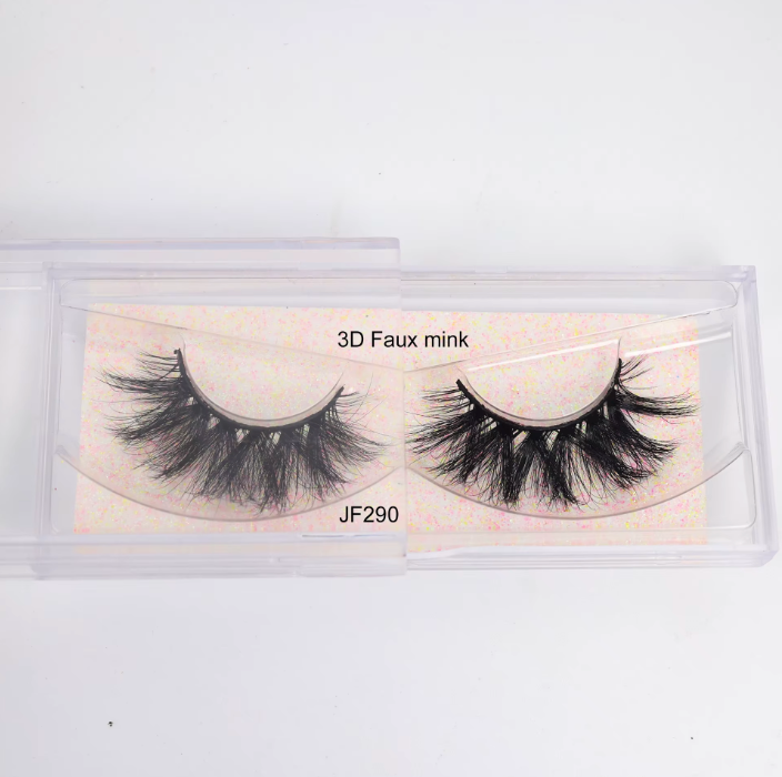 Fake Mink Eye Lash with Custom Eyelash Box 3D  Fluffy Mink Eyelash Full Strip Eye Lashes with applicator