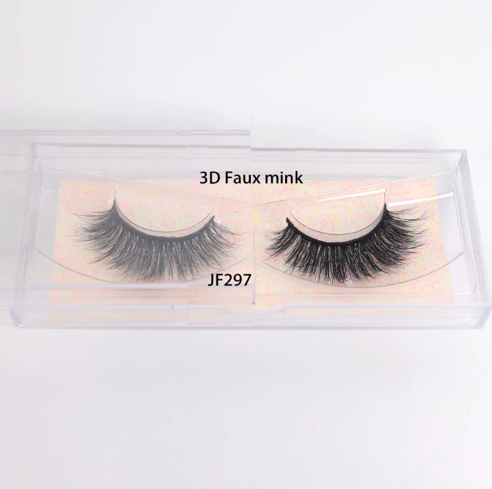 Fake Mink Eye Lash with Custom Eyelash Box 3D  Fluffy Mink Eyelash Full Strip Eye Lashes with applicator