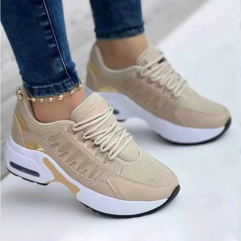 "Women's Chunky Platform Sneakers – Breathable Mesh Casual & Running Shoes"