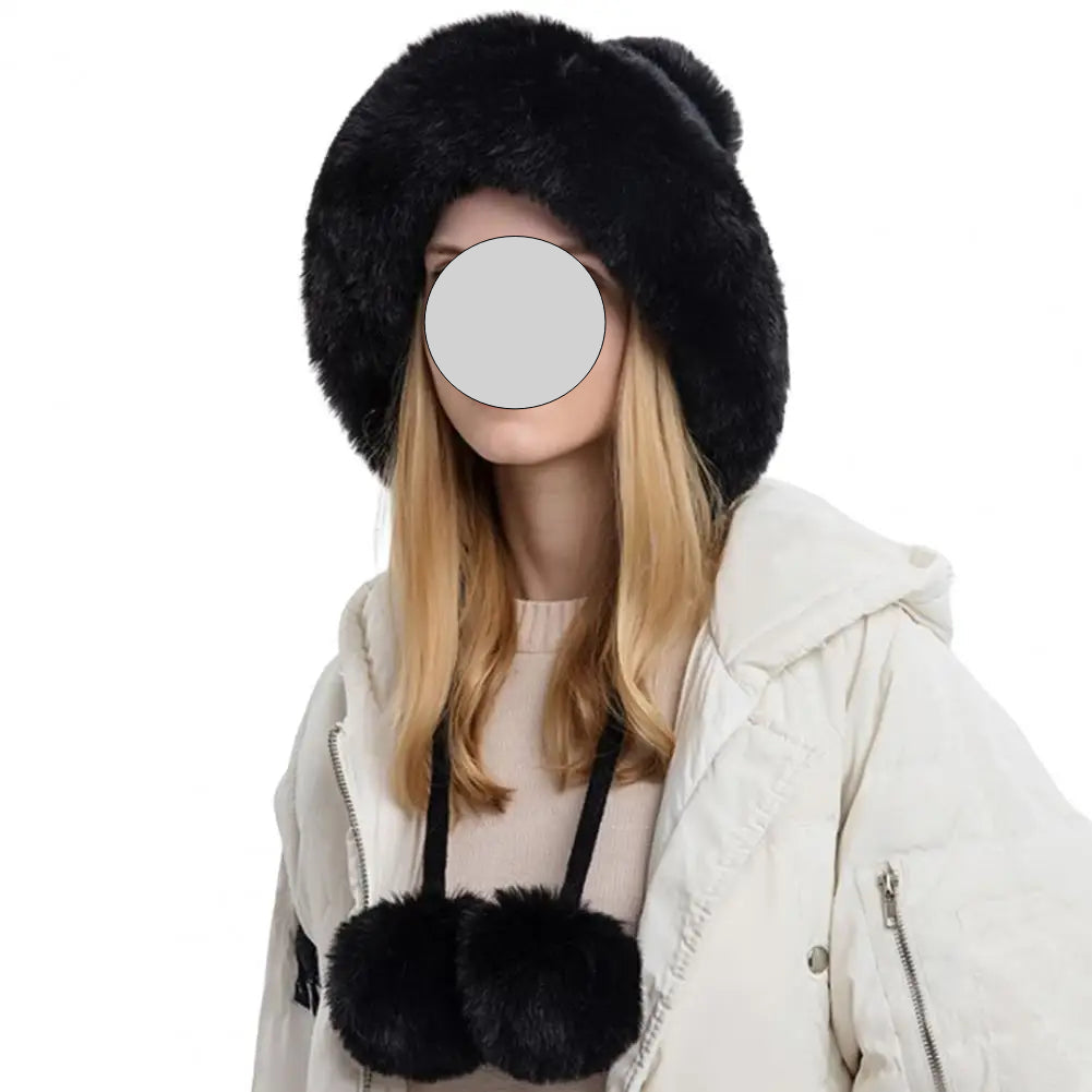 Women Hat Fur Thicken Plush Lining Fluffy Keep Warm with Earflap Three