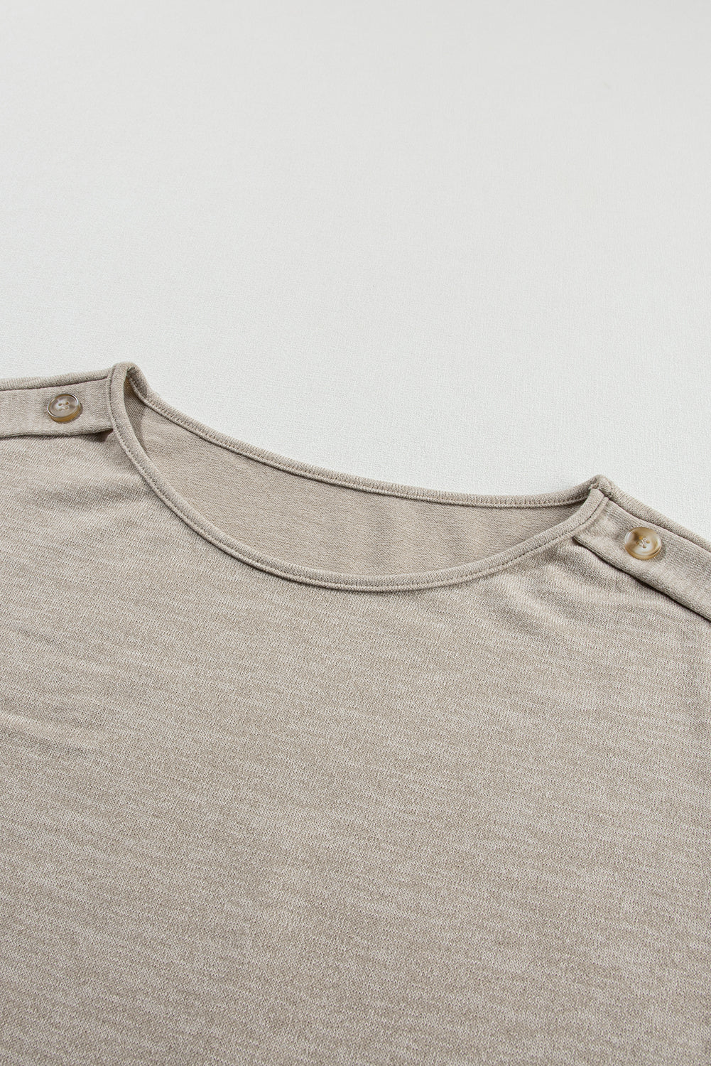 Smoke Gray Button Detail Batwing Sleeve Casual Tee