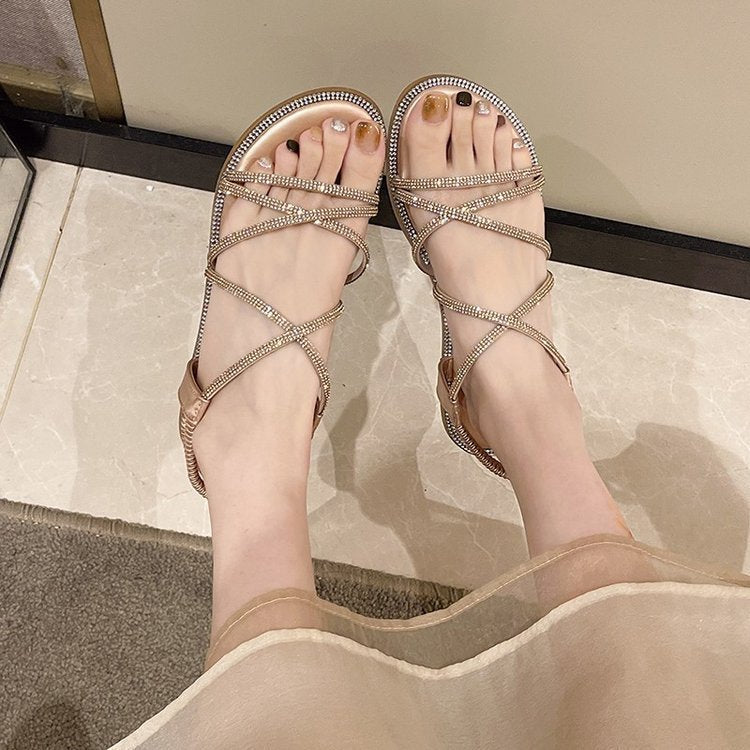 Spring And Summer Flat PU Rubber Open Toe Water Brick Sandals