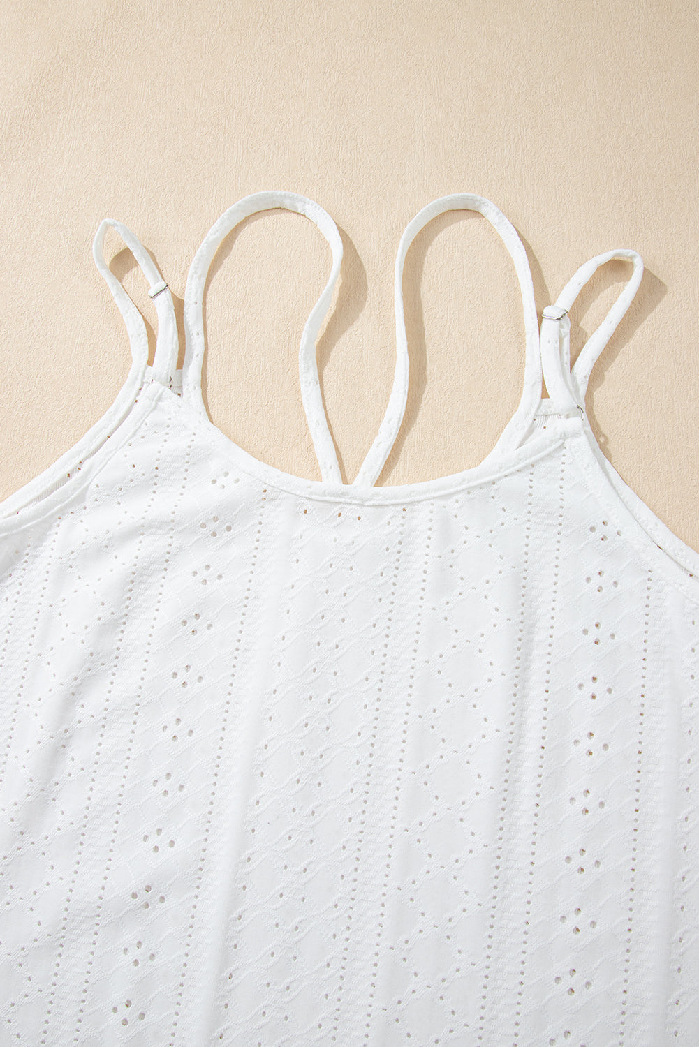 White Eyelet Strappy Scoop-Neck Tank Top